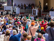 Pope Francis leaving in procession after celebrating mass before ten of thousands of people gathered in Piazza Vittorio Veneto in Turin on Sunday. Pope Francis was on a two-day apostolic visit to the Northern Italian city.