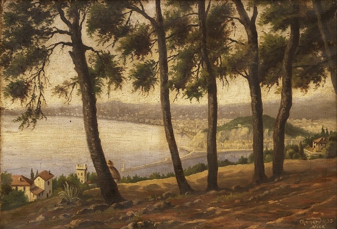 Emile-Sylvain Chamard-Boix (attribué à) Port de Nice et Baie des Anges depuis le Mont-Boron, 1933 Huile sur toile ; 37 X 54 cm Donation Karlheinz Kronberger ©Luc Josia-Albertini – Ville de Nice