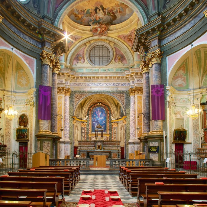 The inside of the church of Sant'Ambrogio in Cuneo