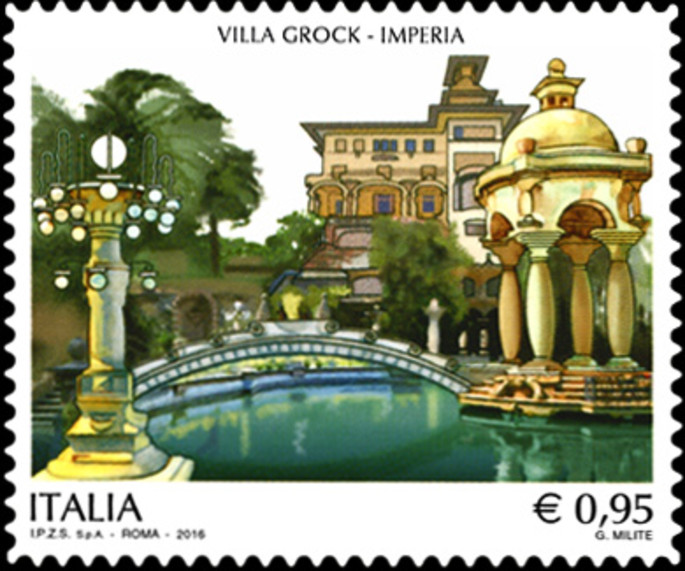 Eine Briefmarke um die aussergewöhnliche Schönheit von Villa Grock zu feiern